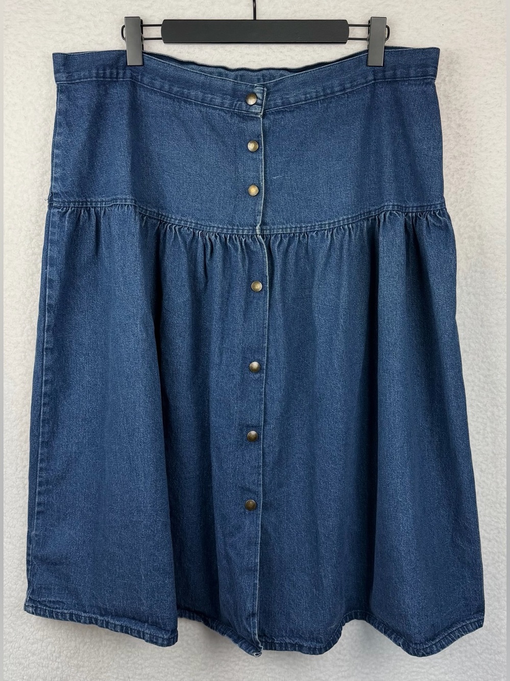 (VTG) MYSTIC BLUES • Blue Dark Wash Denim 100% Cotton Button-Front Skirt, 40 - Picture 10 of 10